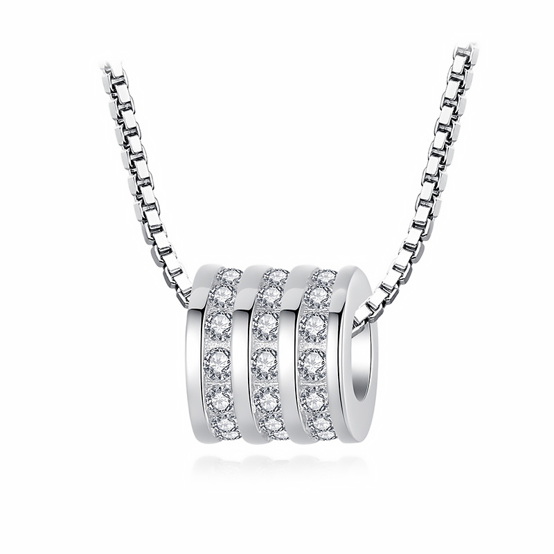 สร้อยคอ Crystal Rolling Cylinder Pendant Necklace เครื่องประดับ minimal