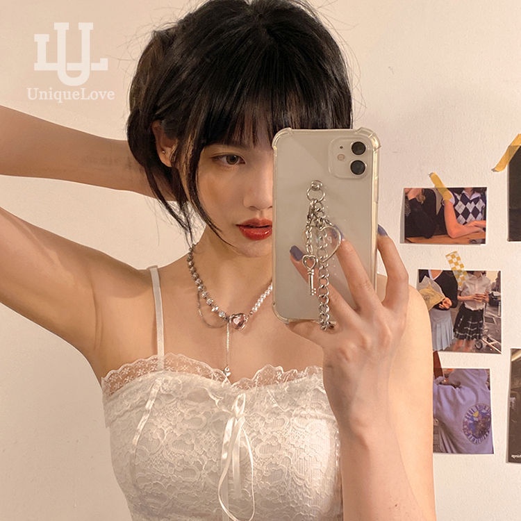 สร้อยคอแฟชั่น จี้ไข่มุก เพทาย รูปหัวใจ สวยหรู คุณภาพสูง