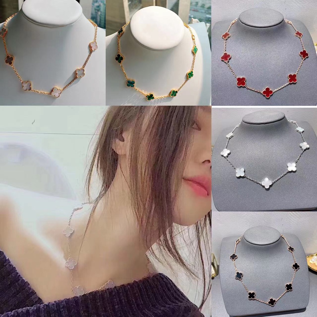 สร้อยคอโคลเวอร์สี่แฉก สิบดอกไม้ คลาสสิก เครื่องประดับ อุปกรณ์เสริม