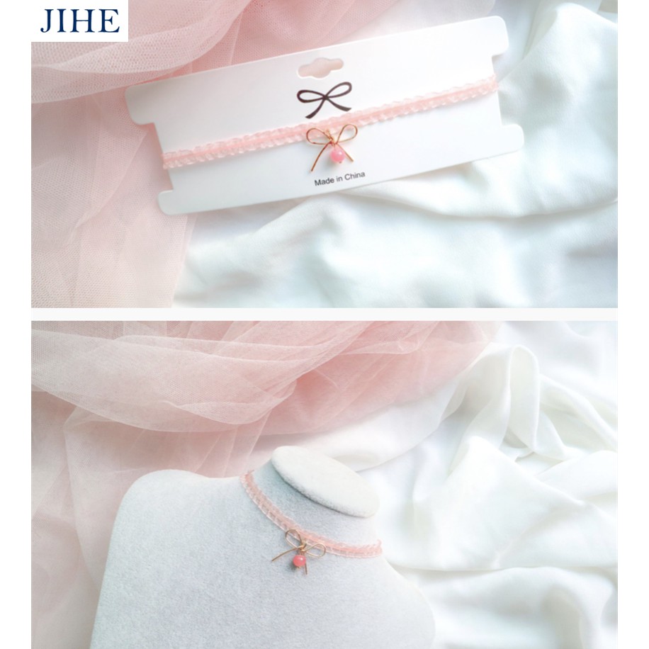 สร้อยคอโชคเกอร์ สีชมพู BST