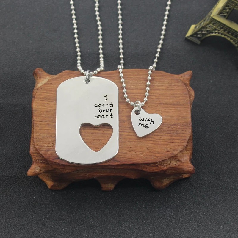 สร้อยคอโซ่ จี้ตัวอักษร Your Heart Is With Me ประดับลูกปัด แฟชั่นคู่รัก 2 ชิ้น
