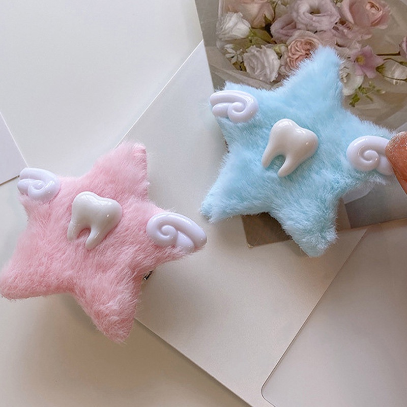สไตล์ฮาราจูกุ Angel Wings Hair Clip Plush 5 ดาว Headwear น่ารักฟันกิ๊บ-Krismile.th