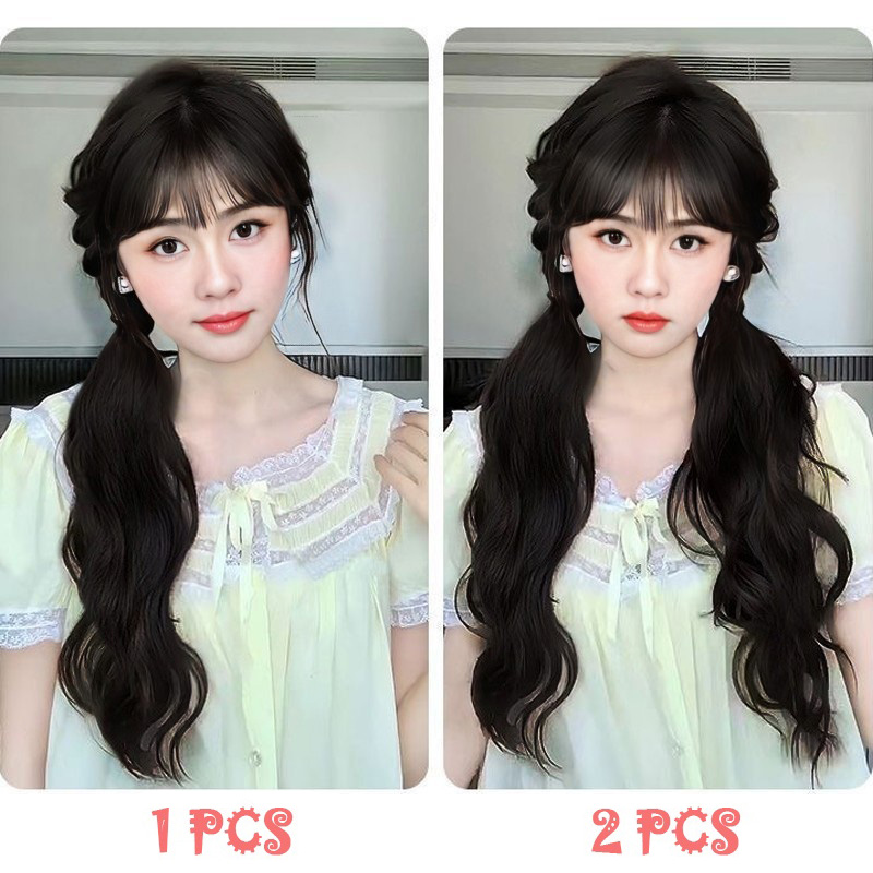 สไตล์ใหม่ วิกผมหางม้า ยาว น่ารัก พร้อมยางยืดหยุ่น สังเคราะห์ สําหรับผู้หญิง
