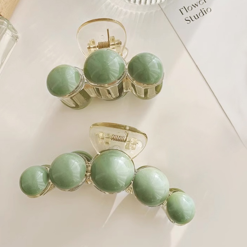 ส่งเร็ว ที่หนีบผม ประดับไข่มุก สีเขียว สําหรับจัดแต่งทรงผม-Move