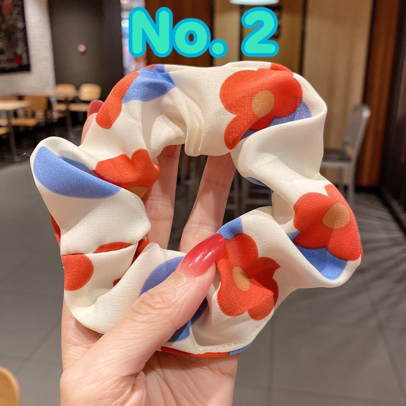 หนังยางมัดผม ผ้าไหมอิตาลี่ ลายดอกไม้ รหัสY22(ขายส่ง7บาท)