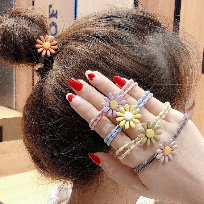 หนังยางรัดผม ดอกไม้/ไข่ดาว ความยืดหยุ่นสูง ยางรัดผม (ส่งแบบสุ่มสี/สุ่มลาย)