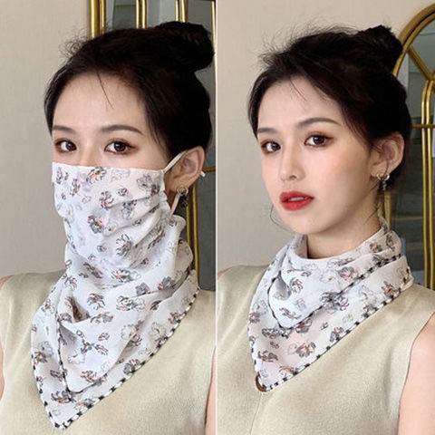 หน้ากาก ผ้าชีฟอง ป้องกันแดด สําหรับผู้หญิง