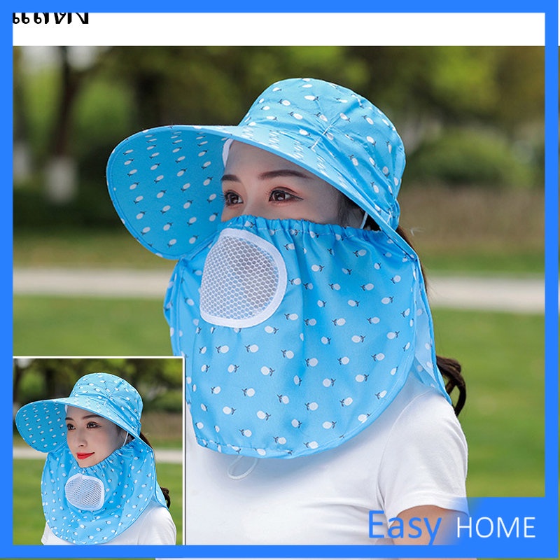 หมวกคลุมหน้าปีกกว้างกันแดดกันลมกันฝุ่น Shawl Sun Hat