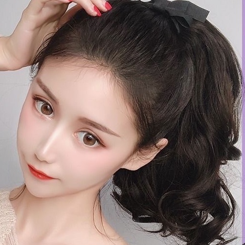 หางม้าผูกลอนสั้นๆ   หางม้าผูกลอนสั้น (08A)ทำจากเส้นไหมแบบผูก ใส่ได้ง่ายดูดี สินค้าส่งในไทย