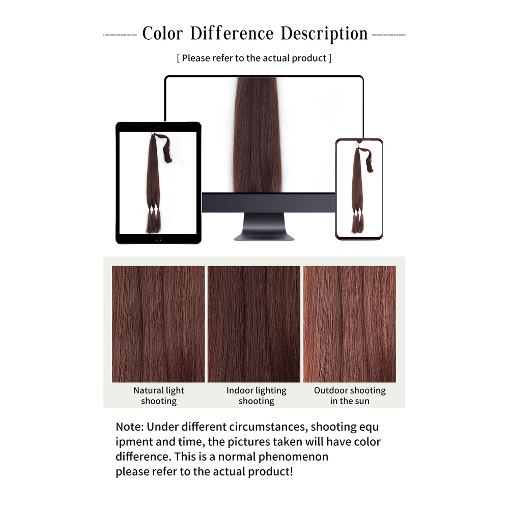 หางม้าสังเคราะห์ถักเปีย - พันรอบหางแชกงอ พร้อมยางรัดผม 32 นิ้ว สีน้ําตาลถักเปีย DIY