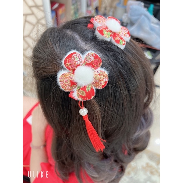 อัพเดตลายใหม่  กิ๊บติดผม ยางมัดผม งานตรุษจีน สีแดง กิ๊บติดผมตรุษจีน