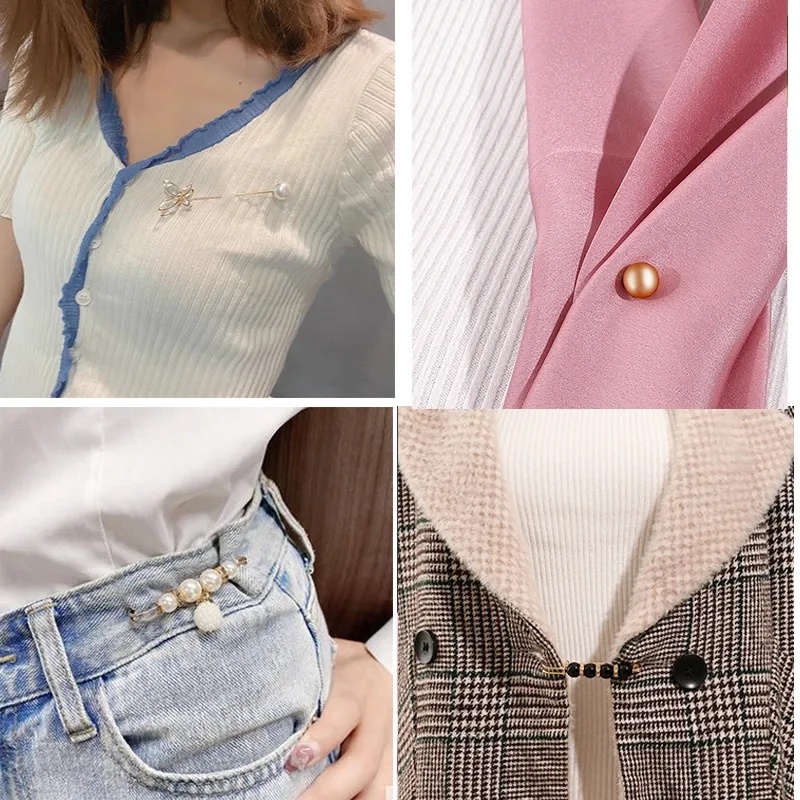 อินเทรนด์ มุก ปกเสื้อ หมุด / เสื้อกันหนาว ตราหัวเข็มขัด / กระชับ เอว หมุด / DIY ตกแต่งเข็มกลัด