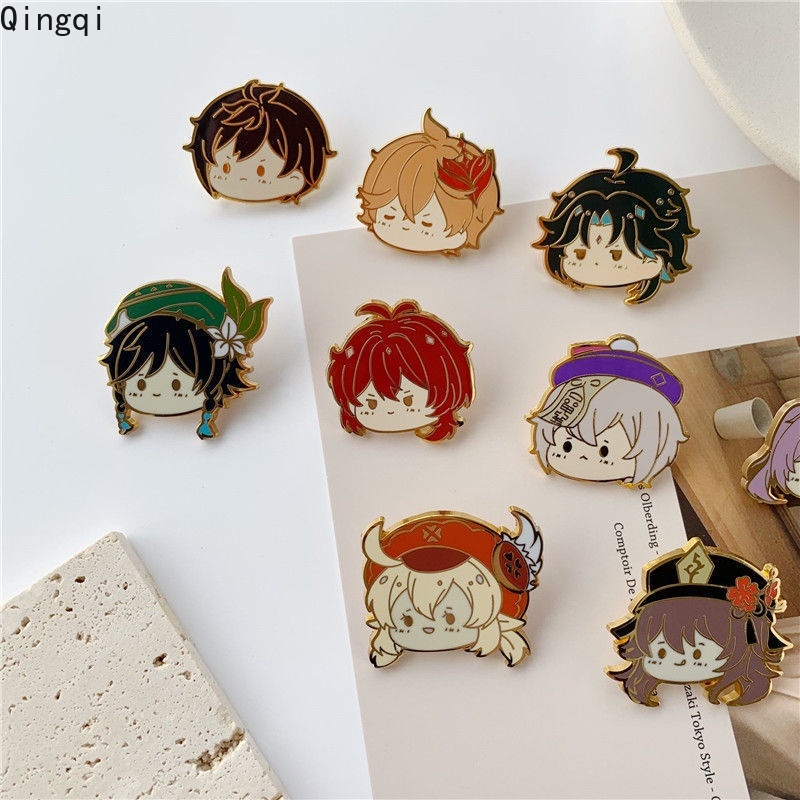 เข็มกลัด รูปการ์ตูนอนิเมะ Genshin Impacts Keqing Xiao Zhongli Klee Hutao Qiqi Ganyu Lapel Pin น่ารัก เครื่องประดับ สําหรับของขวัญ