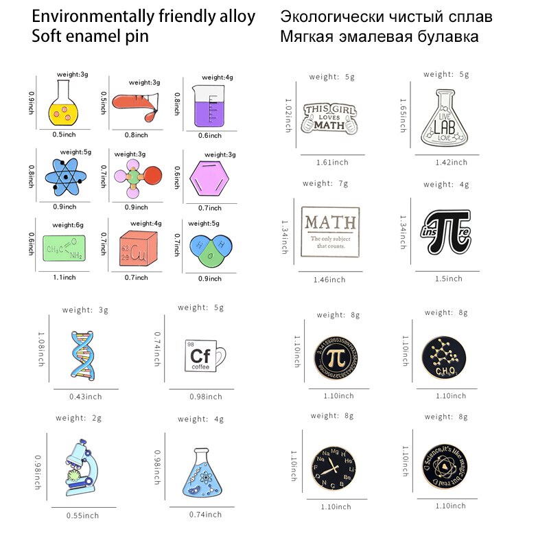 เข็มกลัด รูปสัญลักษณ์โมเลกุลของ Atomic Weight Mechanics Enamel Pins Dna สําหรับนักวิทยาศาสตร์