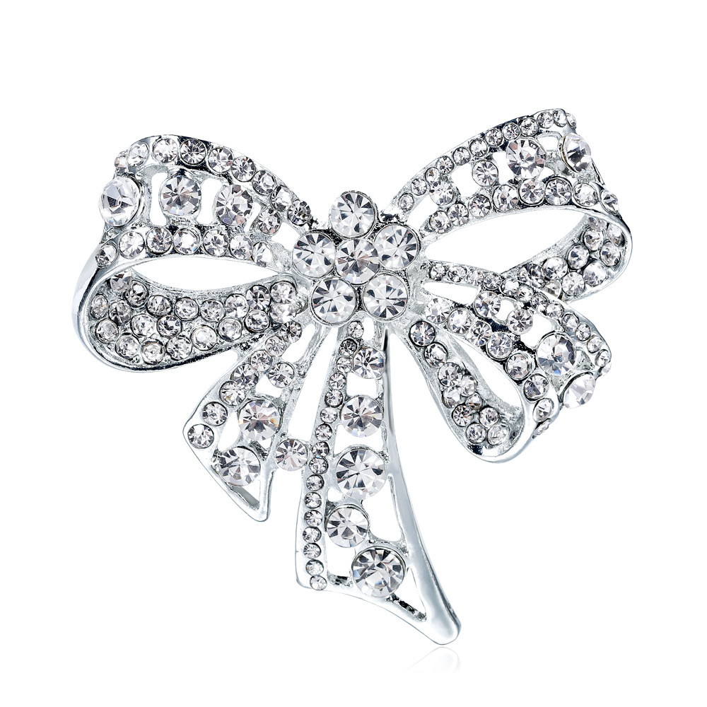 เข็มกลัดเพชร rhinestone ประดับโบว์สําหรับตกแต่งเสื้อผ้า