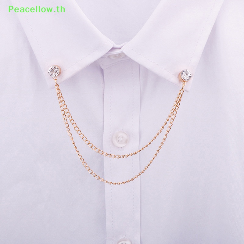 เข็มกลัดโซ่ ประดับพลอยเทียม สีเหลือง สําหรับตกแต่งเสื้อสูท เสื้อ