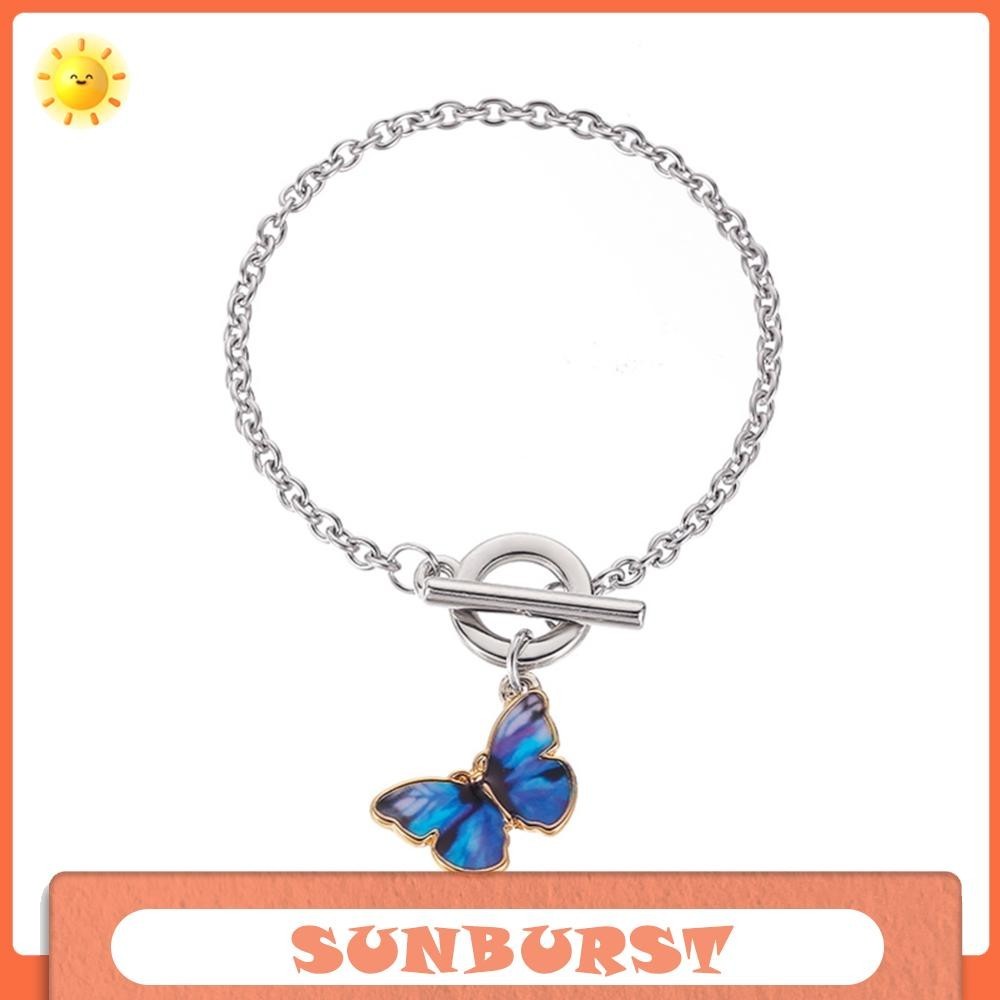 เครื่องประดับ สร้อยข้อมือ กําไลข้อมือ จี้ผีเสื้อ เรียบง่าย สําหรับผู้หญิง