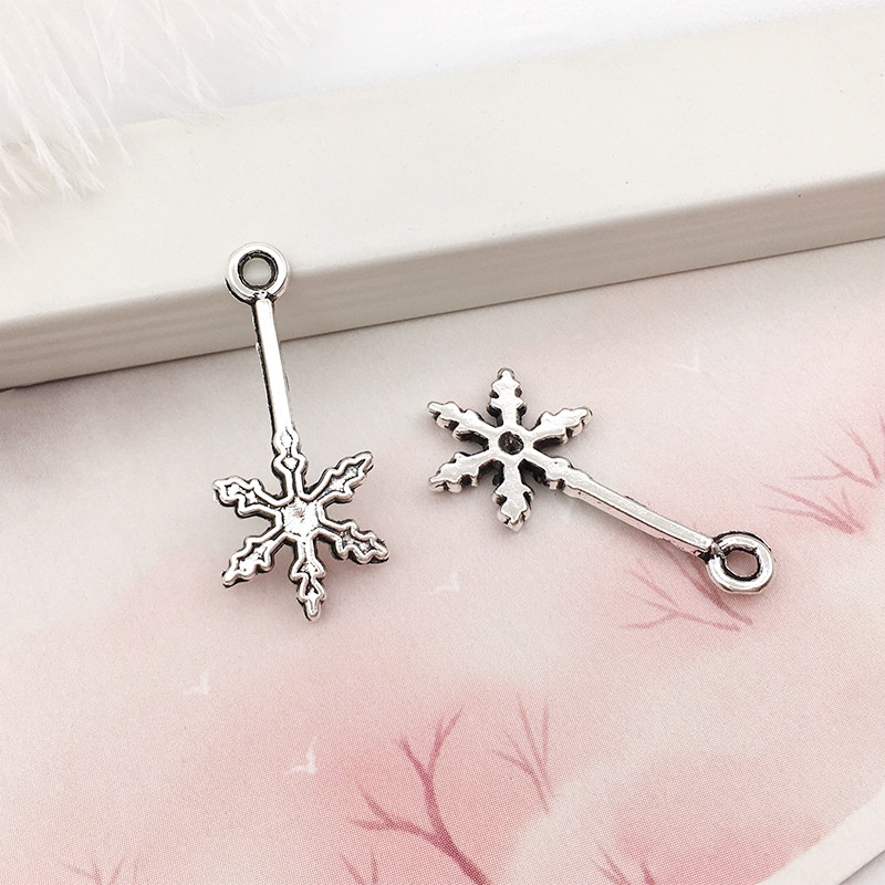 เครื่องประดับ สร้อยข้อมือ จี้เกล็ดหิมะ ประดับลูกปัดหกเหลี่ยม สีเงิน สไตล์ทิเบต diy