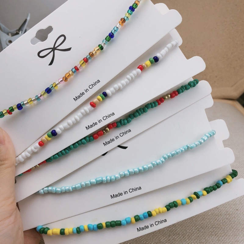 เครื่องประดับ สร้อยคอ สายโซ่ ประดับลูกปัด สีสันสดใส แฟชั่นฤดูร้อน สําหรับผู้หญิง