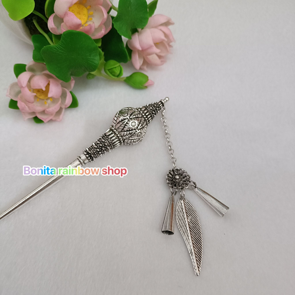 เครื่องประดับชุดไทยล้านนา ชุดเซ็ทสีรมดำ ลายกุหลาบ รุ่น K0021 (แบบแยก)