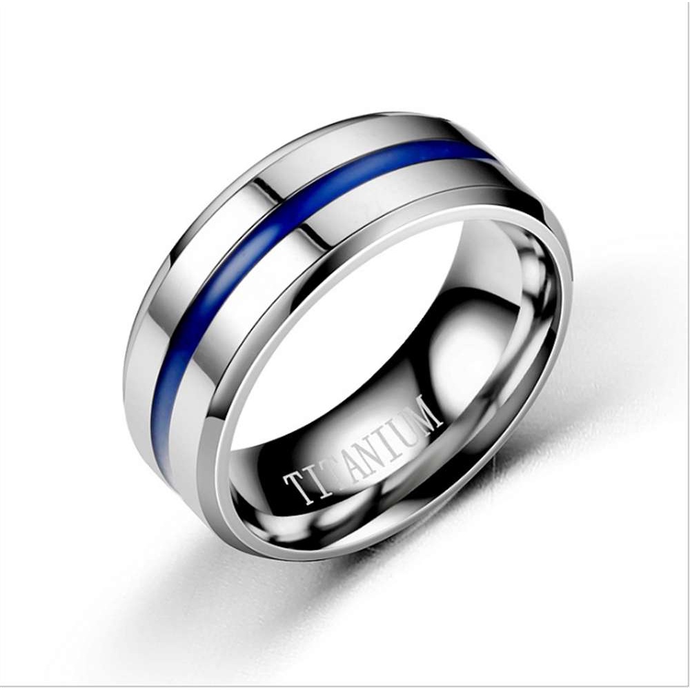 เครื่องประดับผู้หญิงแหวนคู่เหล็กไทเทเนียมสีฟ้า Sd016