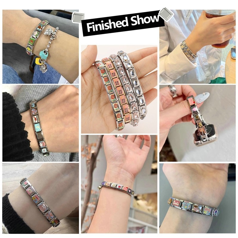 เครื่องประดับแฟชั่น สร้อยข้อมือ สเตนเลส สไตล์เรโทร DIY สําหรับวันวาเลนไทน์