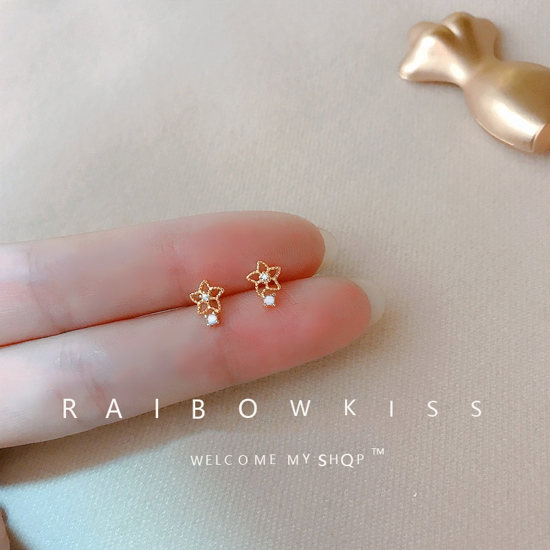 เครื่องประดับแฟชั่นต่างหูสตั๊ดโบว์ดอกไม้ผีเสื้อ Rhinestone