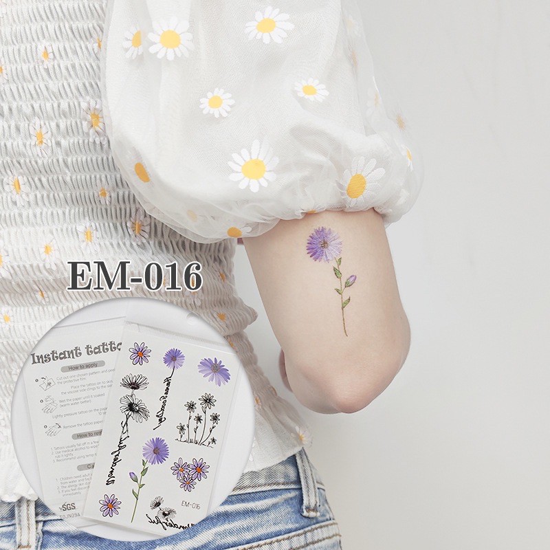 แทททู  Daisy เดซี่ ดอกทานตะวัน (B4) เป็นแบบชั่วคราว 2-7 วัน ติดแล้วสีขึ้นเลย สามารถลบออกได้