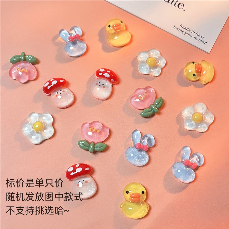 แผ่นเรซิ่น รูปการ์ตูนสัตว์ สําหรับทําเครื่องประดับผม แฮนด์เมด DIY (สุ่มแบบ)