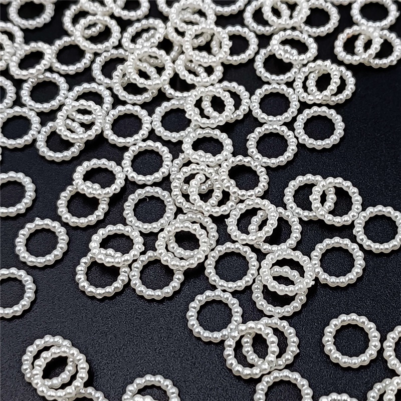 แผ่นแพทช์ ประดับไข่มุกเทียม ABS ทรงกลม สําหรับตกแต่งเครื่องประดับ DIY 100 ชิ้น