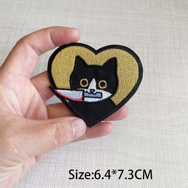 แผ่นแพทช์รีดร้อน ลายการ์ตูนโครงกระดูก แมว สําหรับเย็บปักถักร้อย DIY
