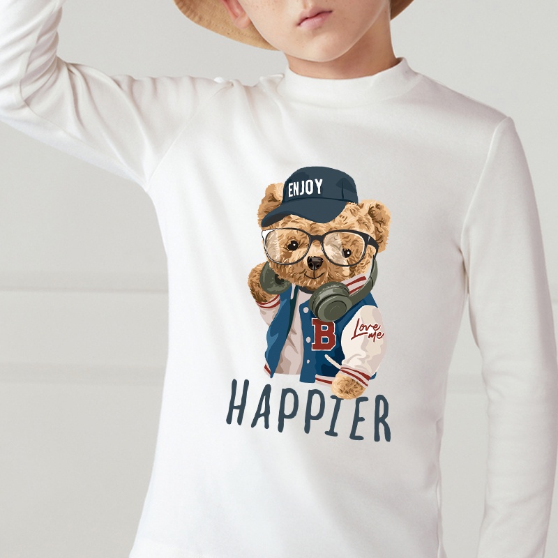 แผ่นแพทช์สติกเกอร์ ลายสัตว์ หมี รีดร้อน Diy สําหรับติดตกแต่งเสื้อผ้า