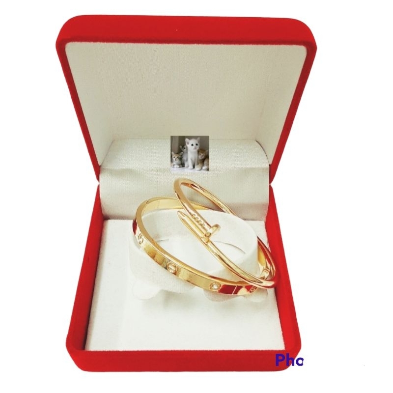 (แพคคู่2ชิ้น)กำไลตะปู+กำไลแฟชั่นอินเทรนด์ ️มี3สีขนาด5×6cm.
