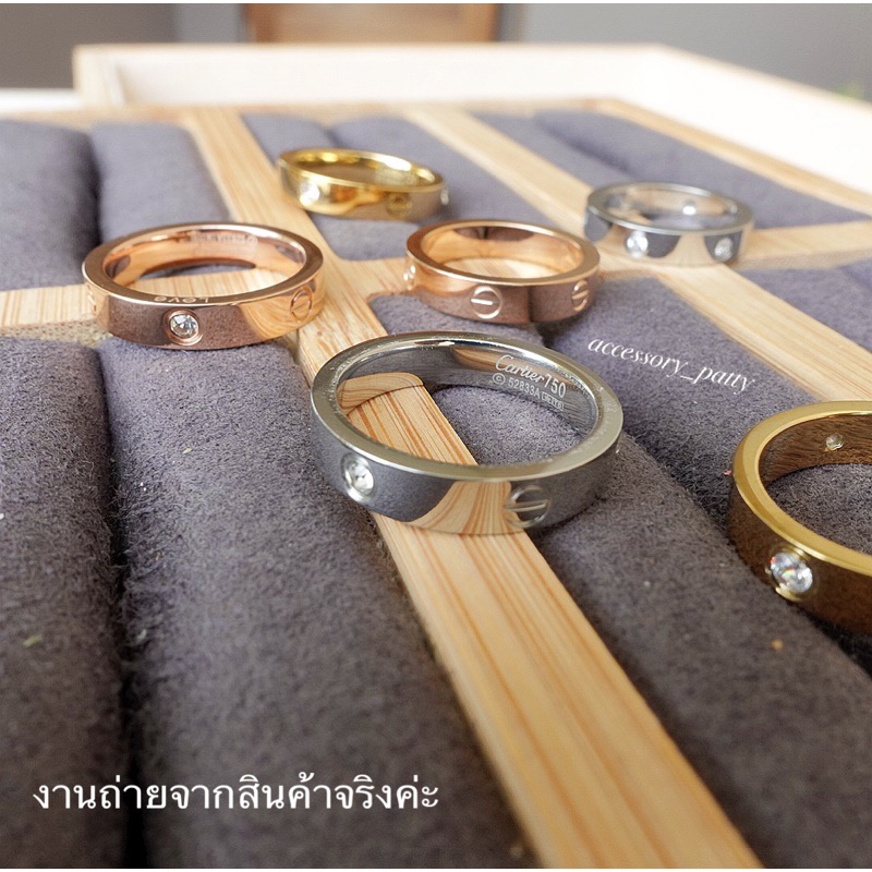 แหวนLove รุ่นCa01 สลักลายน็อตสลับเพชรCZ รุ่นหน้าแหวน 4mm. ค่ะ✨
