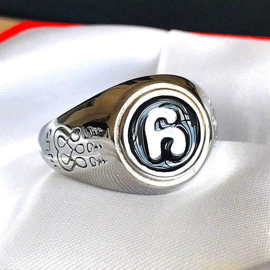 แหวนหัวนะโมสีเงินสแตนเลสแท้ สลัก18k  แหวนนะโม นครศรีฯ แหวน