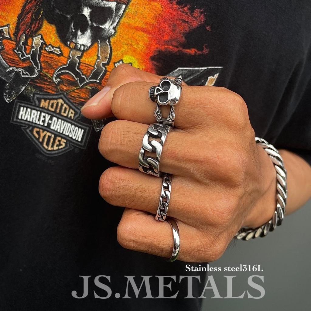 แหวนเลสโซ่ JSR004 แหวน 5 mm สแตนเลส316l สีเลสดำเงา รุ่นฮิต ใส่โดนน้ำได้ ใส่ได้ทุกวัน ผู้ชาย หญิง
