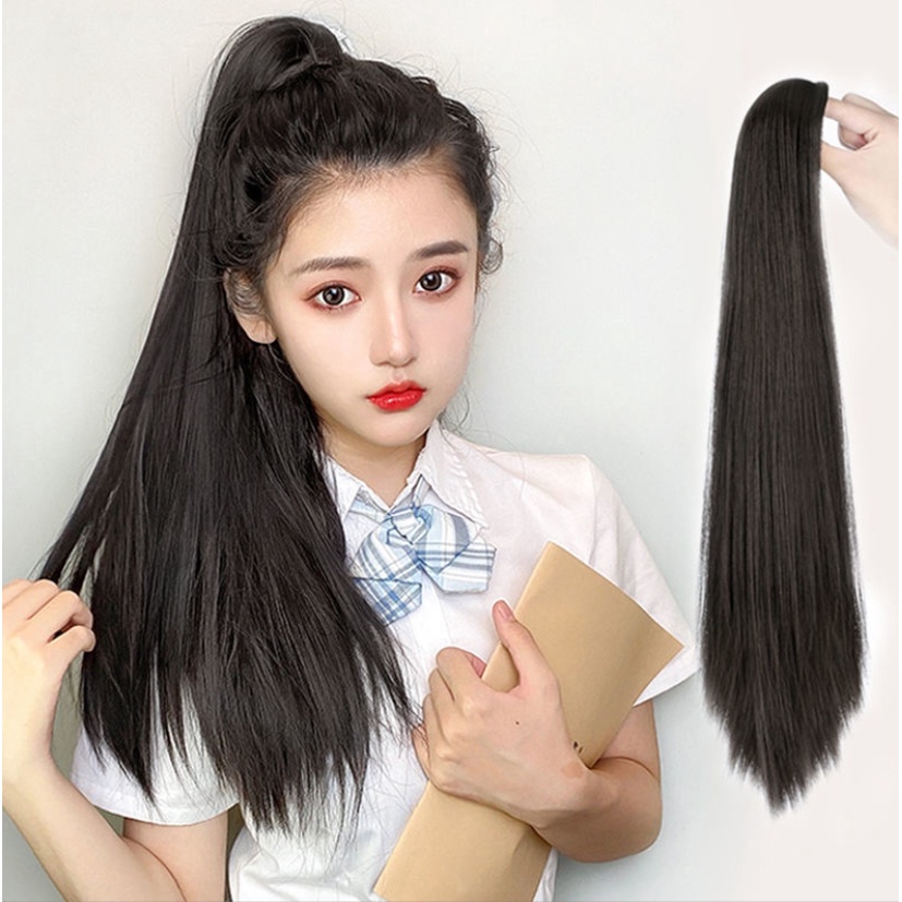 แฮร์พีชหางม้า ผมตรง แบบหนีบ ผมสวยใน1นาที ไหมนิ่ม ไม่พันกัน เหมือนผมธรรมชาติ ยาว45-50ซม.