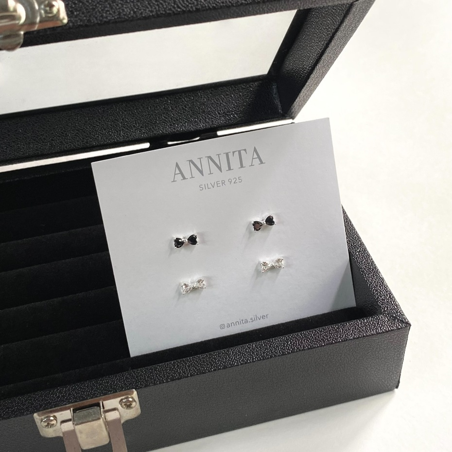 โค้ด 3F875 ลด 45.- // Tiny Bow stud earrings //silver925 ต่างหูโบว์czเงินแท้925 เหมาะกับคนแพ้ง่าย