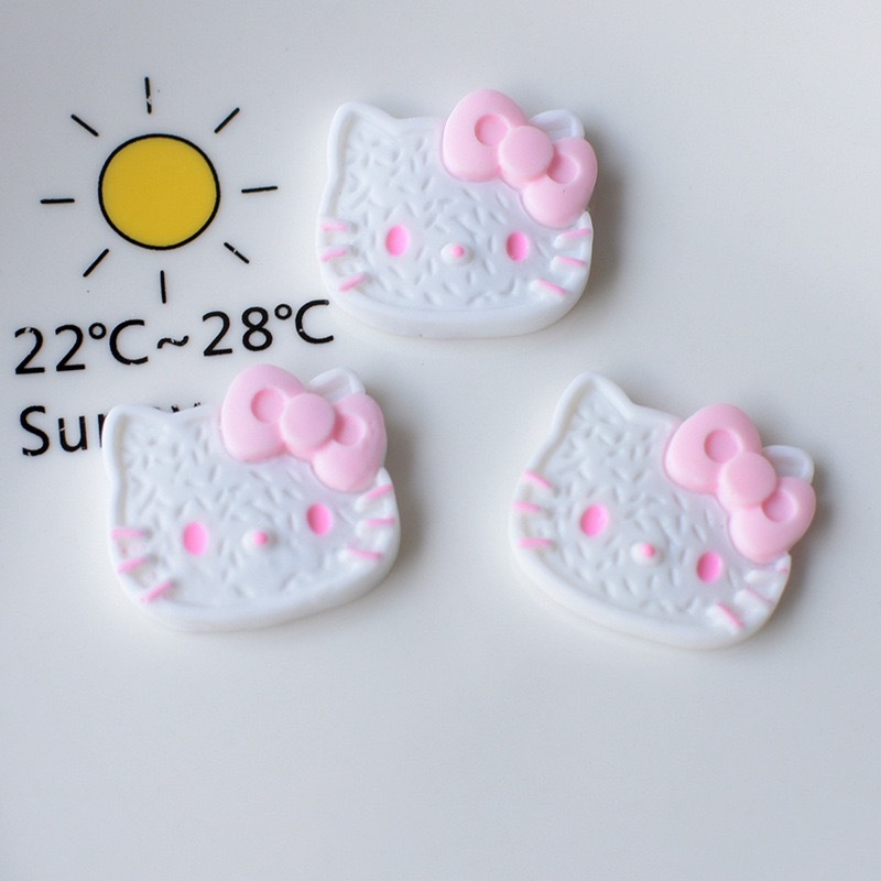 โมเดลเรซิ่น รูปการ์ตูนแมว Hello Kitty 3D สามมิติ แฮนด์เมด DIY สําหรับตกแต่งบิสกิต แพ็กละ 10 ชิ้น