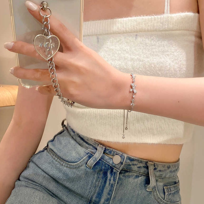 ในไทย-ระดับรายการ Lux Zircon Bow สร้อยข้อมือสำหรับสุภาพสตรีอุปกรณ์เสริมที่ละเอียดอ่อนCOD