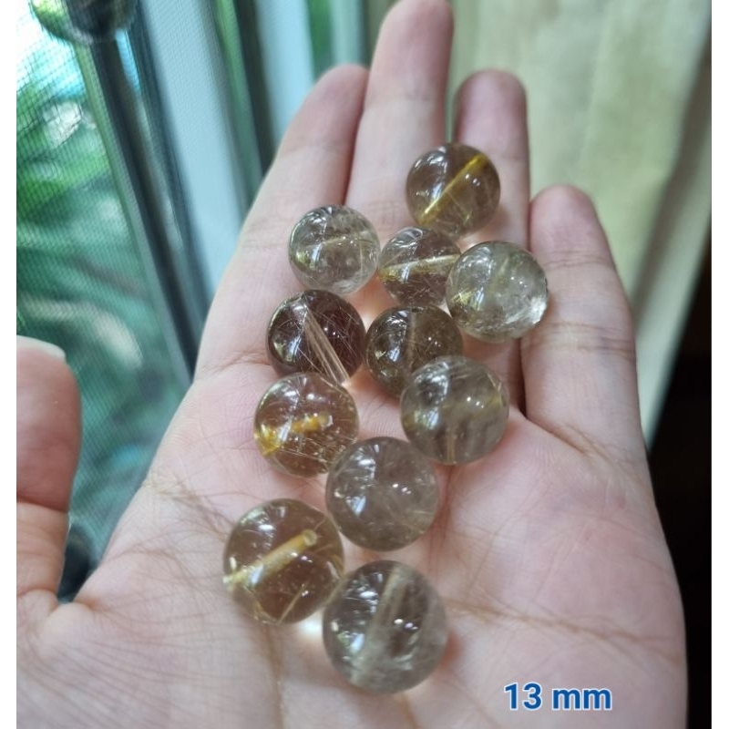 ไหมทอง % ลูกปัดไหมทอง 10-12มิล Rutile Quartzแท้