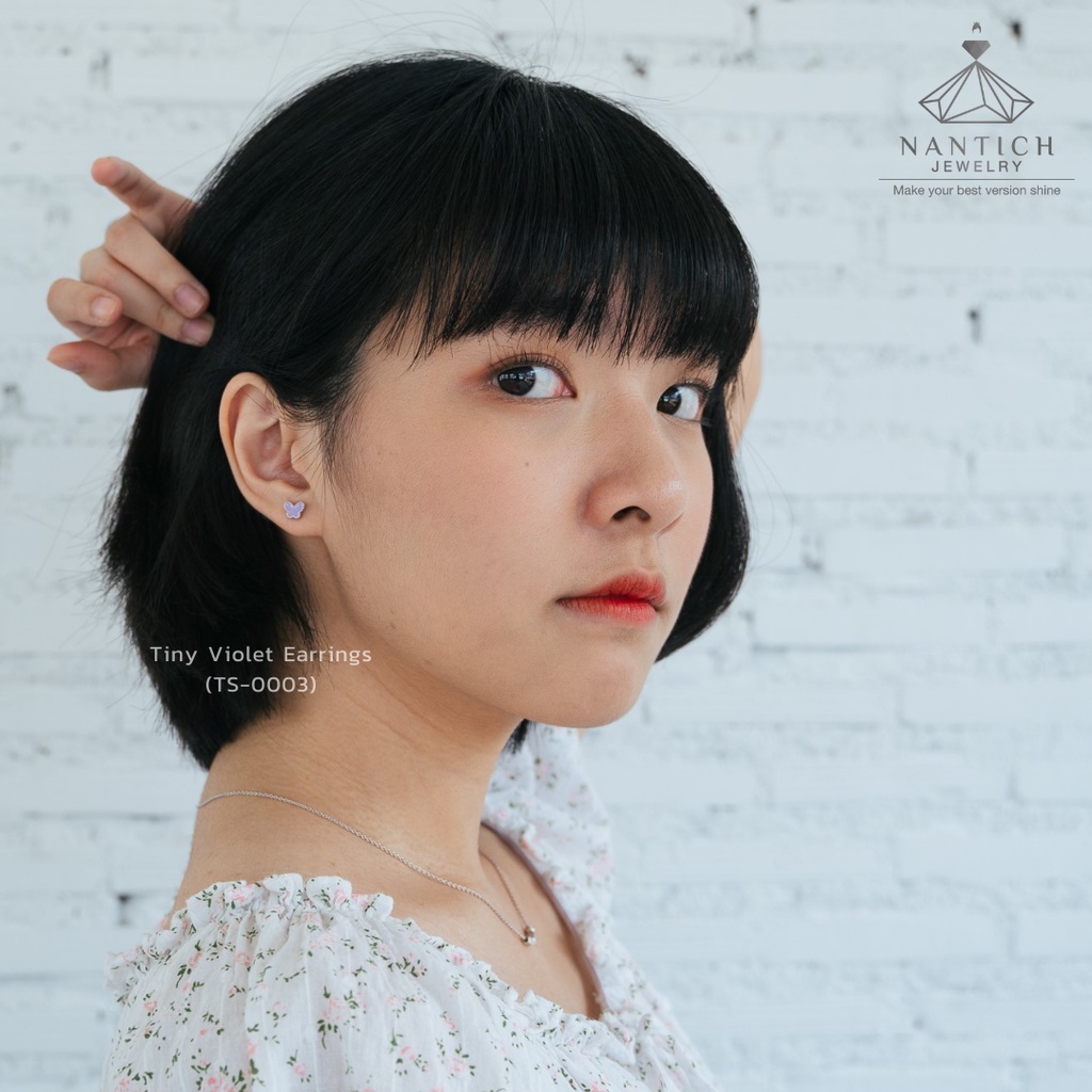 ‍⚕️ [เครื่องประดับ | ปลอดภัย] ต่างหู คนแพ้ง่าย : Tiny Violet Earrings (TS-0003) Nantich Jewelry
