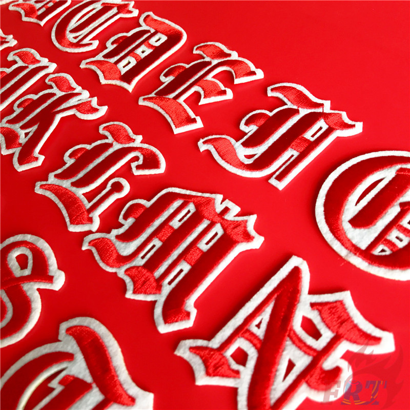 ☸ Old English Letters - Red Iron-on Patch ☸ 1Pc Diy Sew on Iron on Badges Patches