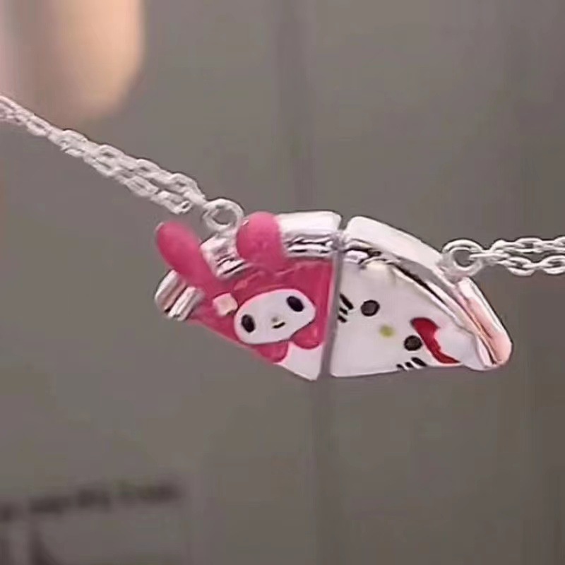 ✨XINYIA✨สร้อยคอแม่เหล็ก Kuromi Melody Cinnamoroll Dog Hello Kitty สไตล์เกาหลี สร้อยคอคู่ พิซซ่า ผู้หญิง 2024