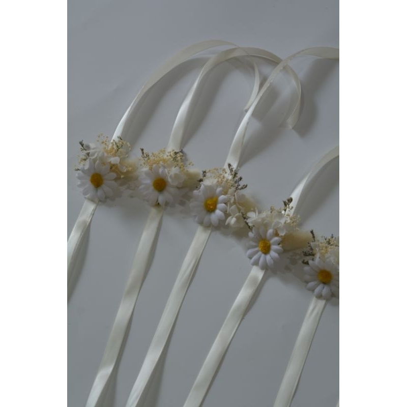 ✨พร้อมส่ง✨•ข้อมือเพื่อนเจ้าสาว•Daisylove สายริบบิ้นสีขาวโทนละมุน