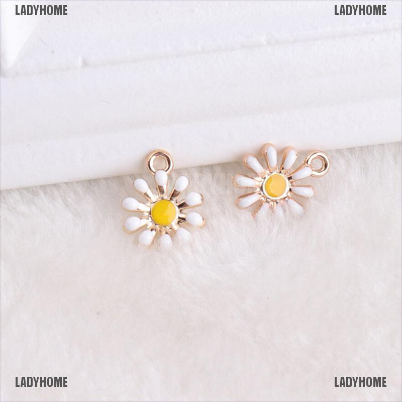 ❤Ladyhome❤10 ชิ้น / เซต โลหะผสมเคลือบ รูปดอกทานตะวัน จี้ เครื่องประดับงานฝีมือ DIY