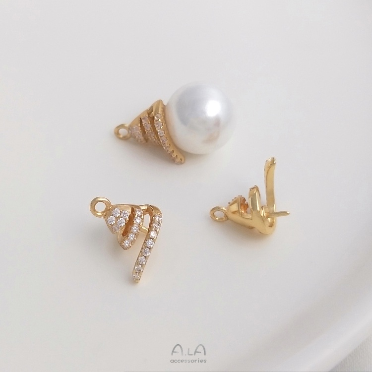 ❤️เครื่องประดับ DIY❤️จี้ไข่มุกคริสตัลชุบทอง 14K สําหรับทําเพทาย【ฝาลูกปัด/ปะเก็น】