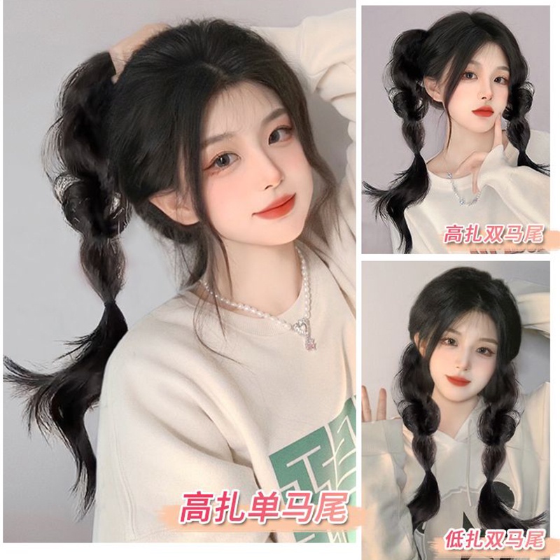 【2 ชิ้น】หางม้าถักเปีย แบบเกลียว พร้อมยางรัดผม แบบยืดหยุ่นสูง แฟชั่นสําหรับหางม้า