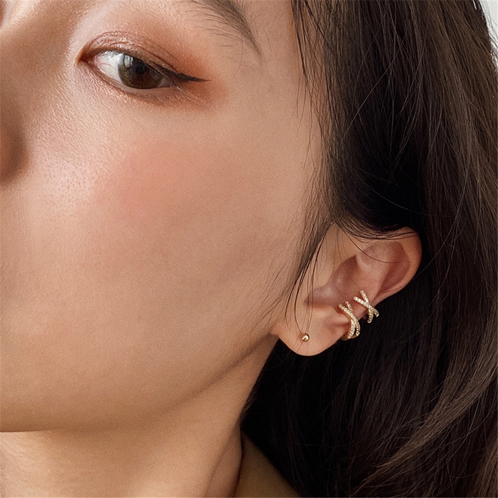 【COD Tangding】เครื่องประดับต่างหูเพชรสไตล์เกาหลีเรียบง่าย 1 ชิ้น