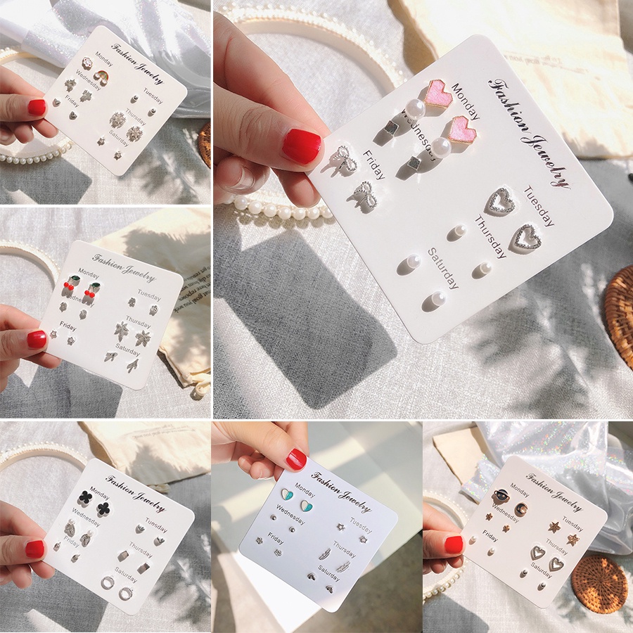 【XINYIA】ต่างหูสตั๊ดแฟชั่น เครื่องประดับผู้หญิง 6คู่